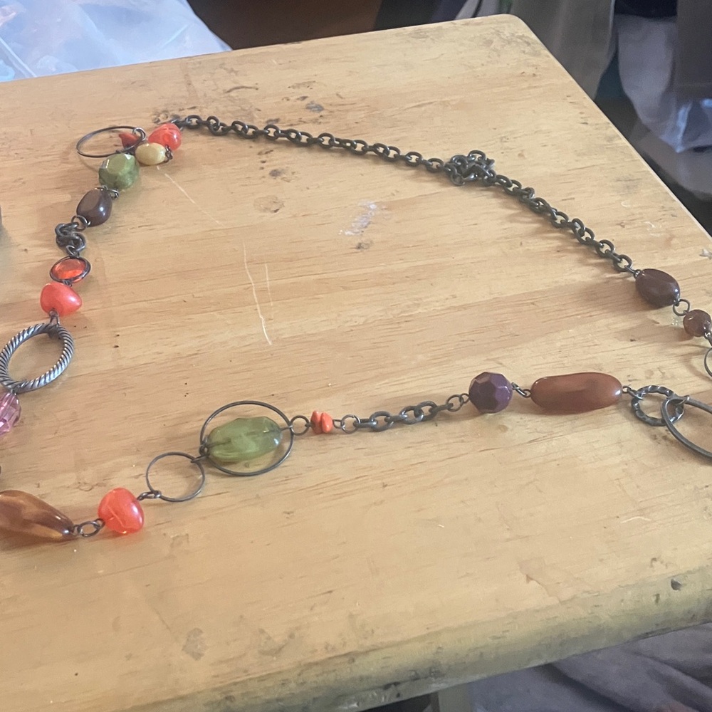Vintage Multicolor Beaded Chain Necklace